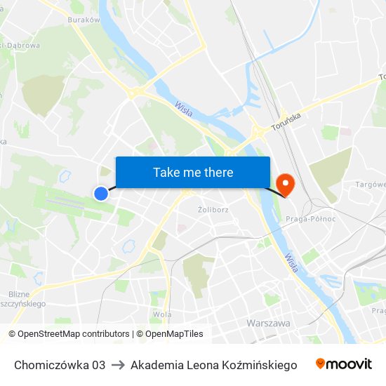 Chomiczówka 03 to Akademia Leona Koźmińskiego map