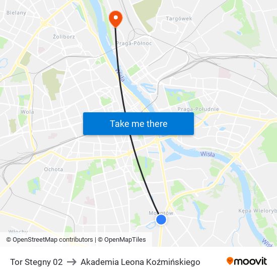 Tor Stegny 02 to Akademia Leona Koźmińskiego map