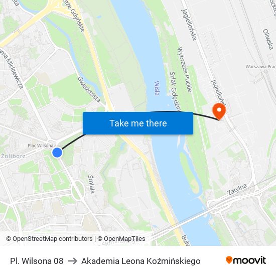 Pl. Wilsona 08 to Akademia Leona Koźmińskiego map