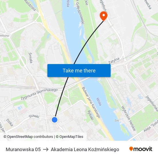 Muranowska 05 to Akademia Leona Koźmińskiego map