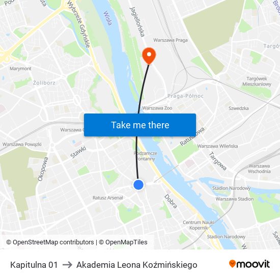 Kapitulna to Akademia Leona Koźmińskiego map