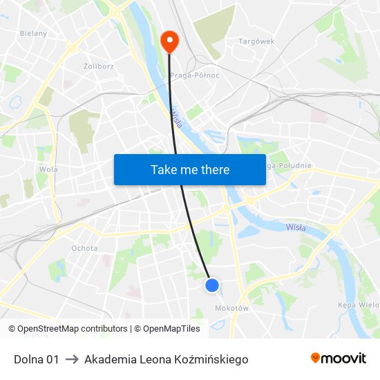 Dolna 01 to Akademia Leona Koźmińskiego map