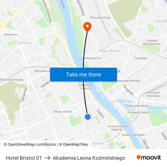 Hotel Bristol 01 to Akademia Leona Koźmińskiego map