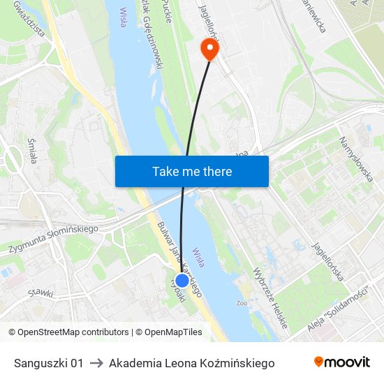 Sanguszki to Akademia Leona Koźmińskiego map