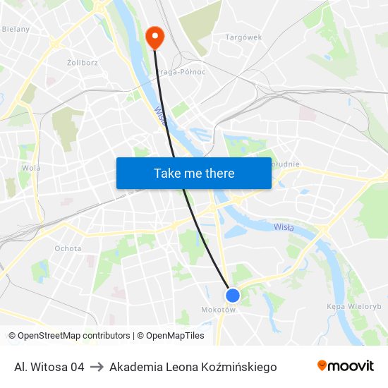 Al. Witosa 04 to Akademia Leona Koźmińskiego map