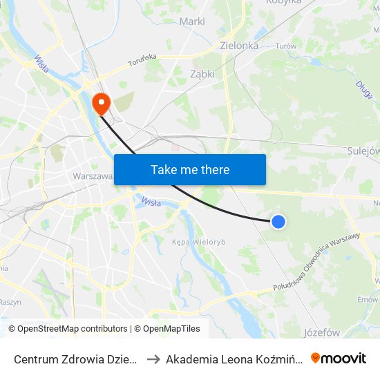 Centrum Zdrowia Dziecka 01 to Akademia Leona Koźmińskiego map