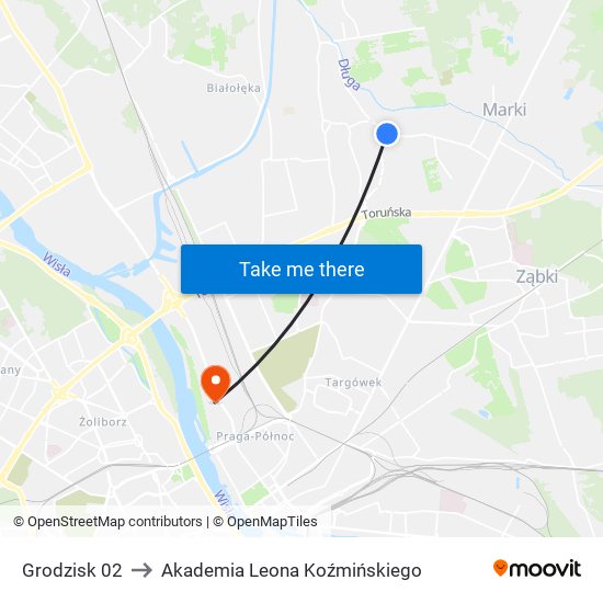 Grodzisk 02 to Akademia Leona Koźmińskiego map