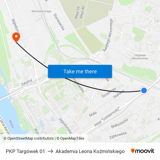 PKP Targówek 01 to Akademia Leona Koźmińskiego map