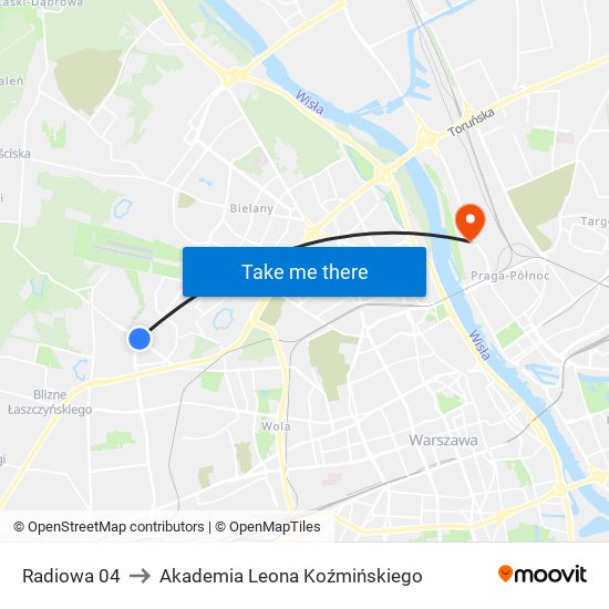 Radiowa 04 to Akademia Leona Koźmińskiego map