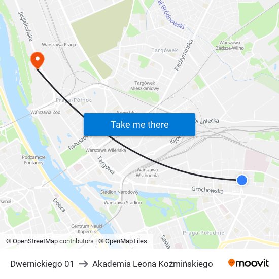 Dwernickiego to Akademia Leona Koźmińskiego map