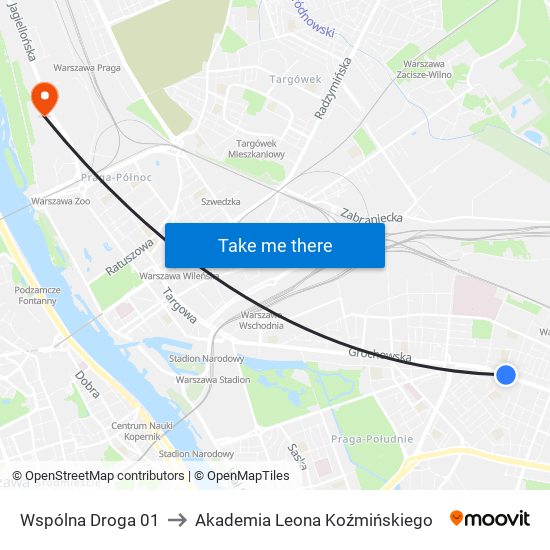 Wspólna Droga 01 to Akademia Leona Koźmińskiego map