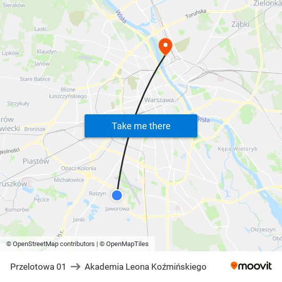 Przelotowa 01 to Akademia Leona Koźmińskiego map