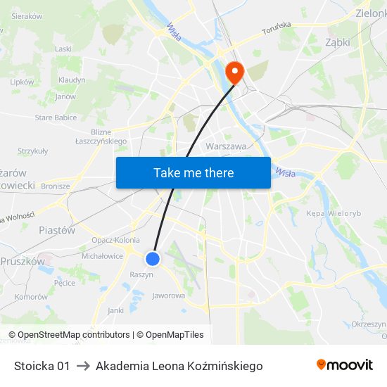 Stoicka to Akademia Leona Koźmińskiego map