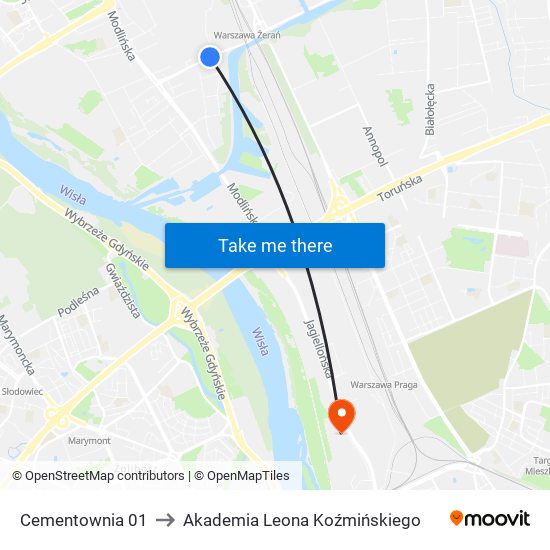 Cementownia to Akademia Leona Koźmińskiego map