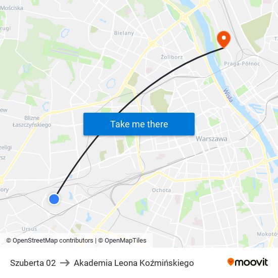 Szuberta 02 to Akademia Leona Koźmińskiego map