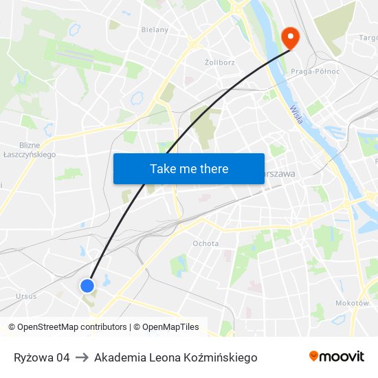 Ryżowa 04 to Akademia Leona Koźmińskiego map