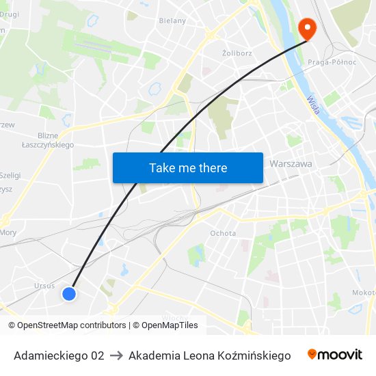 Adamieckiego 02 to Akademia Leona Koźmińskiego map