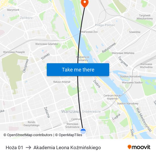 Hoża to Akademia Leona Koźmińskiego map