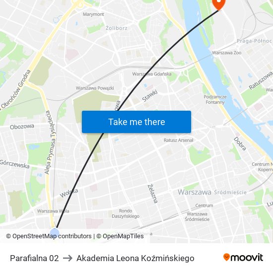 Parafialna 02 to Akademia Leona Koźmińskiego map