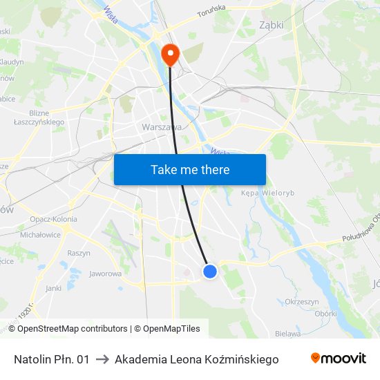 Natolin Płn. to Akademia Leona Koźmińskiego map