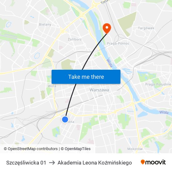 Szczęśliwicka 01 to Akademia Leona Koźmińskiego map