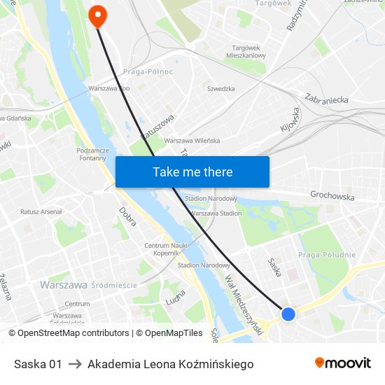 Saska 01 to Akademia Leona Koźmińskiego map