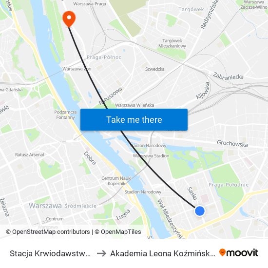 Stacja Krwiodawstwa to Akademia Leona Koźmińskiego map