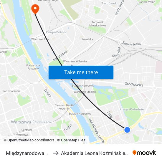 Międzynarodowa to Akademia Leona Koźmińskiego map