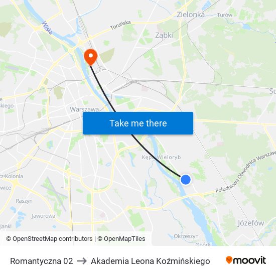 Romantyczna 02 to Akademia Leona Koźmińskiego map