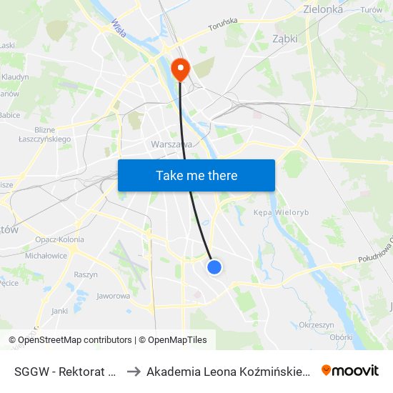 SGGW - Rektorat 01 to Akademia Leona Koźmińskiego map