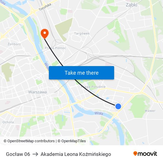 Gocław 06 to Akademia Leona Koźmińskiego map