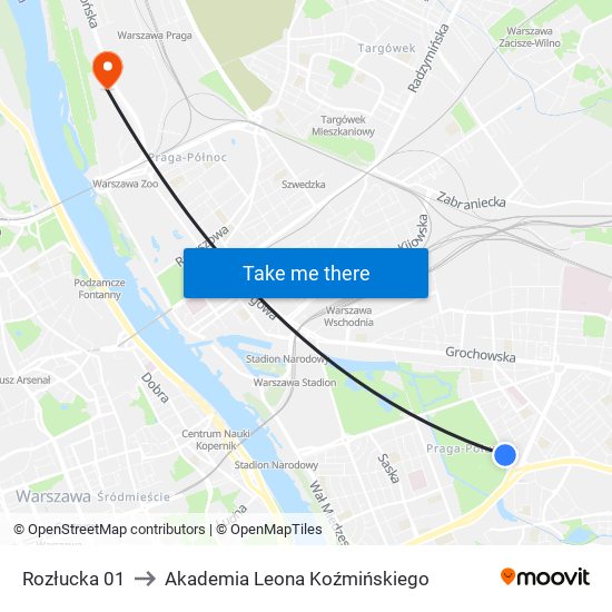 Rozłucka 01 to Akademia Leona Koźmińskiego map