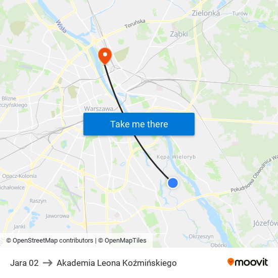 Jara 02 to Akademia Leona Koźmińskiego map