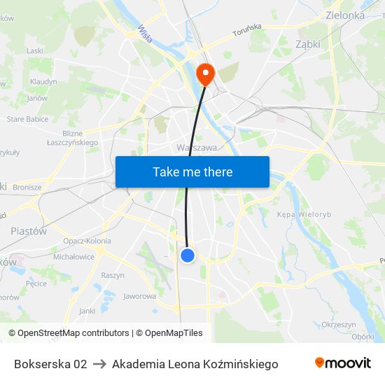 Bokserska to Akademia Leona Koźmińskiego map