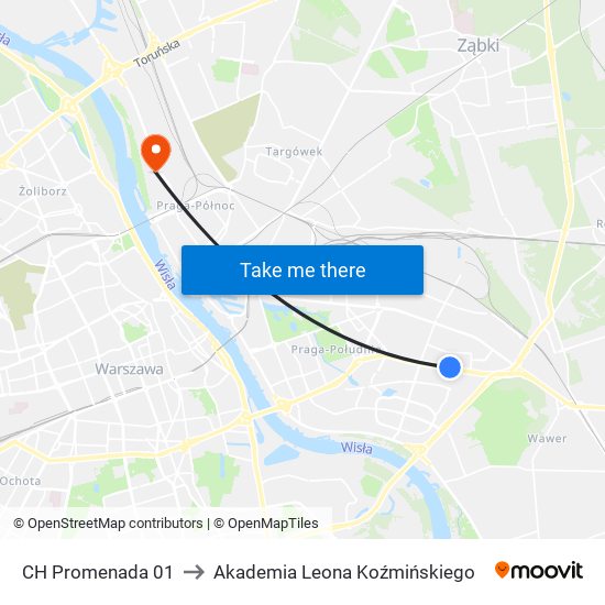 CH Promenada 01 to Akademia Leona Koźmińskiego map