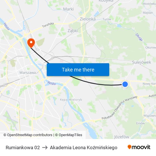 Rumiankowa to Akademia Leona Koźmińskiego map