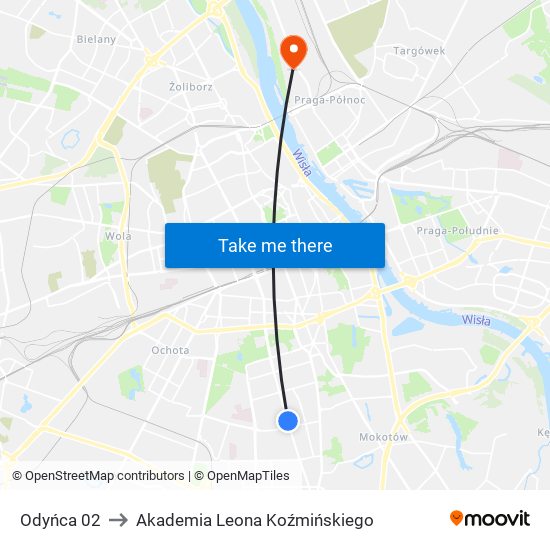 Odyńca 02 to Akademia Leona Koźmińskiego map