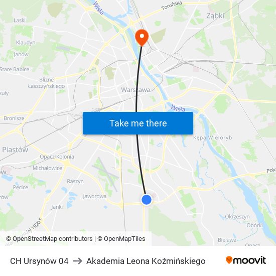 CH Ursynów 04 to Akademia Leona Koźmińskiego map