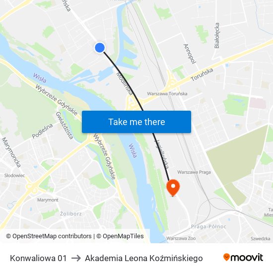 Konwaliowa to Akademia Leona Koźmińskiego map