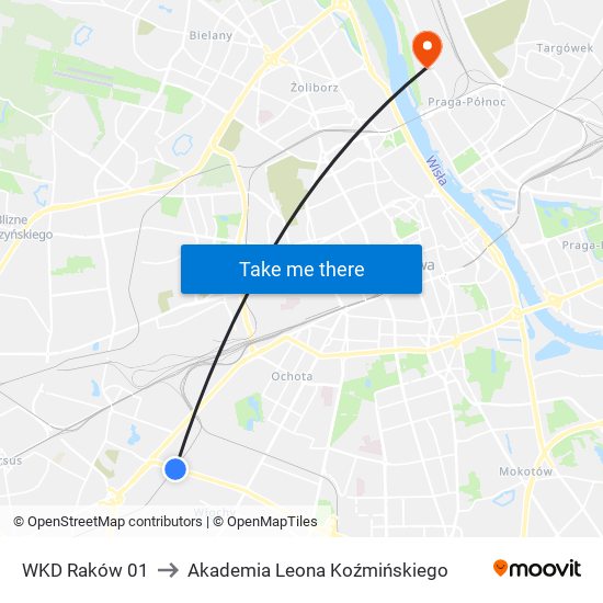 WKD Raków 01 to Akademia Leona Koźmińskiego map