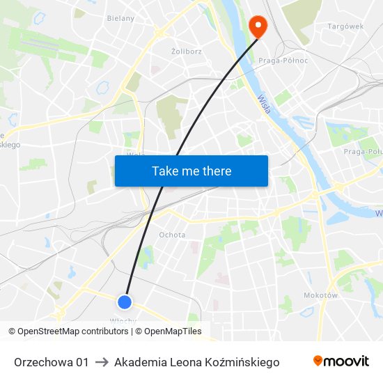 Orzechowa to Akademia Leona Koźmińskiego map