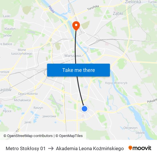 Metro Stokłosy 01 to Akademia Leona Koźmińskiego map