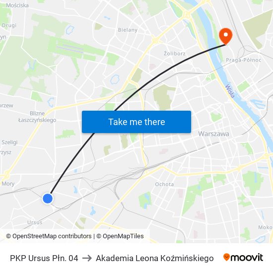 PKP Ursus Płn. 04 to Akademia Leona Koźmińskiego map