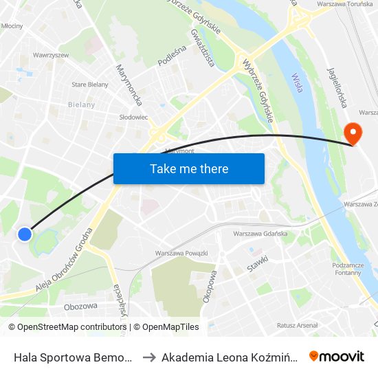 Hala Sportowa Bemowo 03 to Akademia Leona Koźmińskiego map