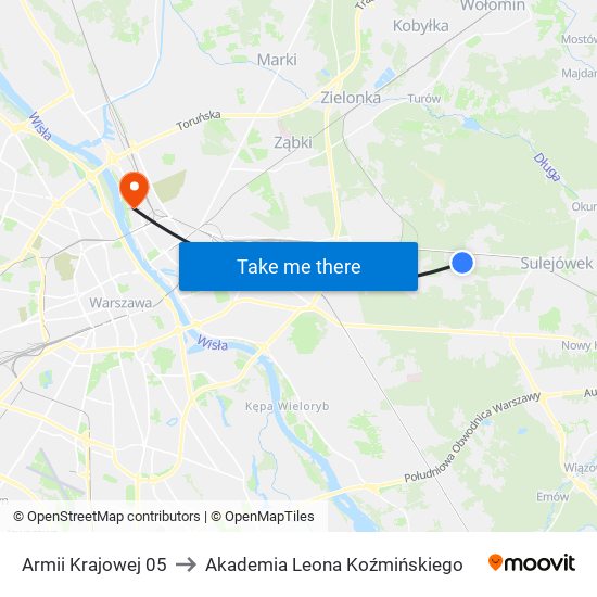 Armii Krajowej 05 to Akademia Leona Koźmińskiego map