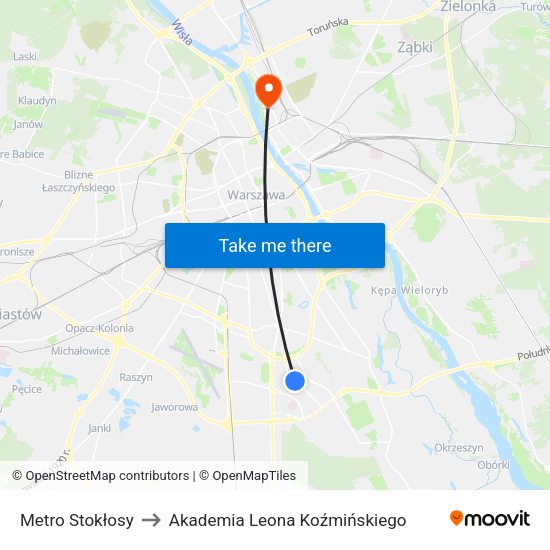 Metro Stokłosy 04 to Akademia Leona Koźmińskiego map