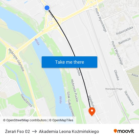 Żerań Fso 02 to Akademia Leona Koźmińskiego map