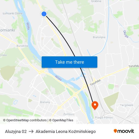 Aluzyjna 02 to Akademia Leona Koźmińskiego map