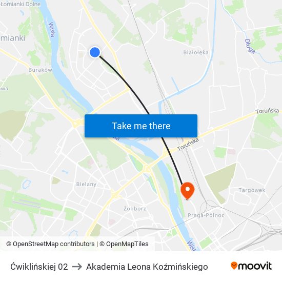 Ćwiklińskiej 02 to Akademia Leona Koźmińskiego map