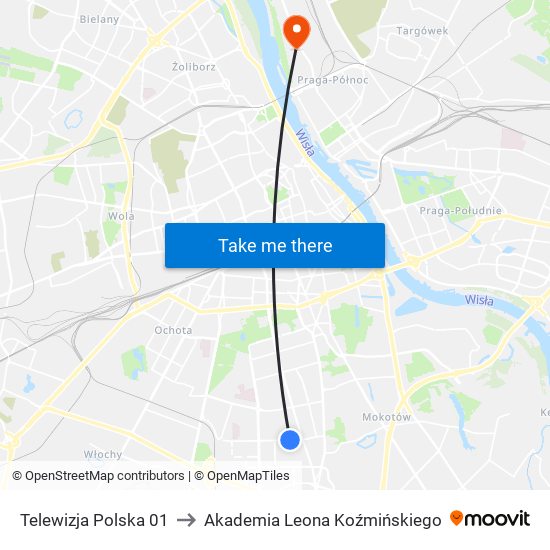 Telewizja Polska 01 to Akademia Leona Koźmińskiego map